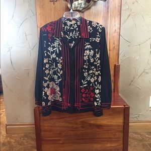 TanJay Ladies Navy, Red & Cream Top & Skirt, Sz 18